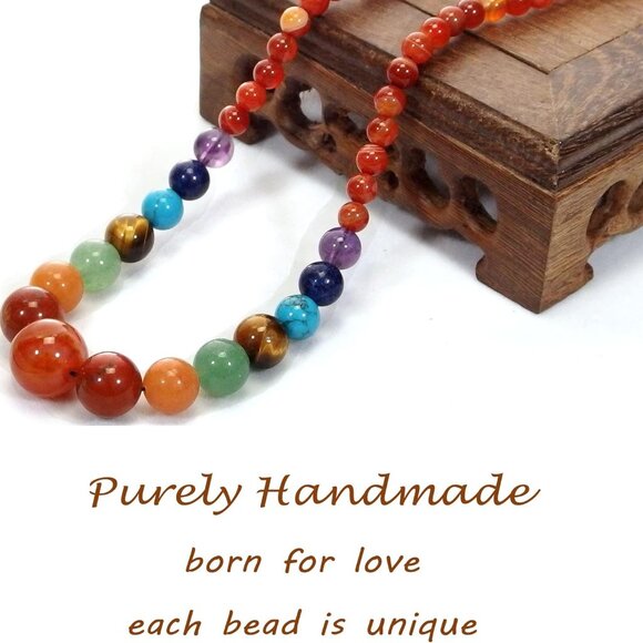 7 Chakra Necklace for Women Crystal Genuine Stone Beaded Gemstone for Women Mom - Picture 8 of 9